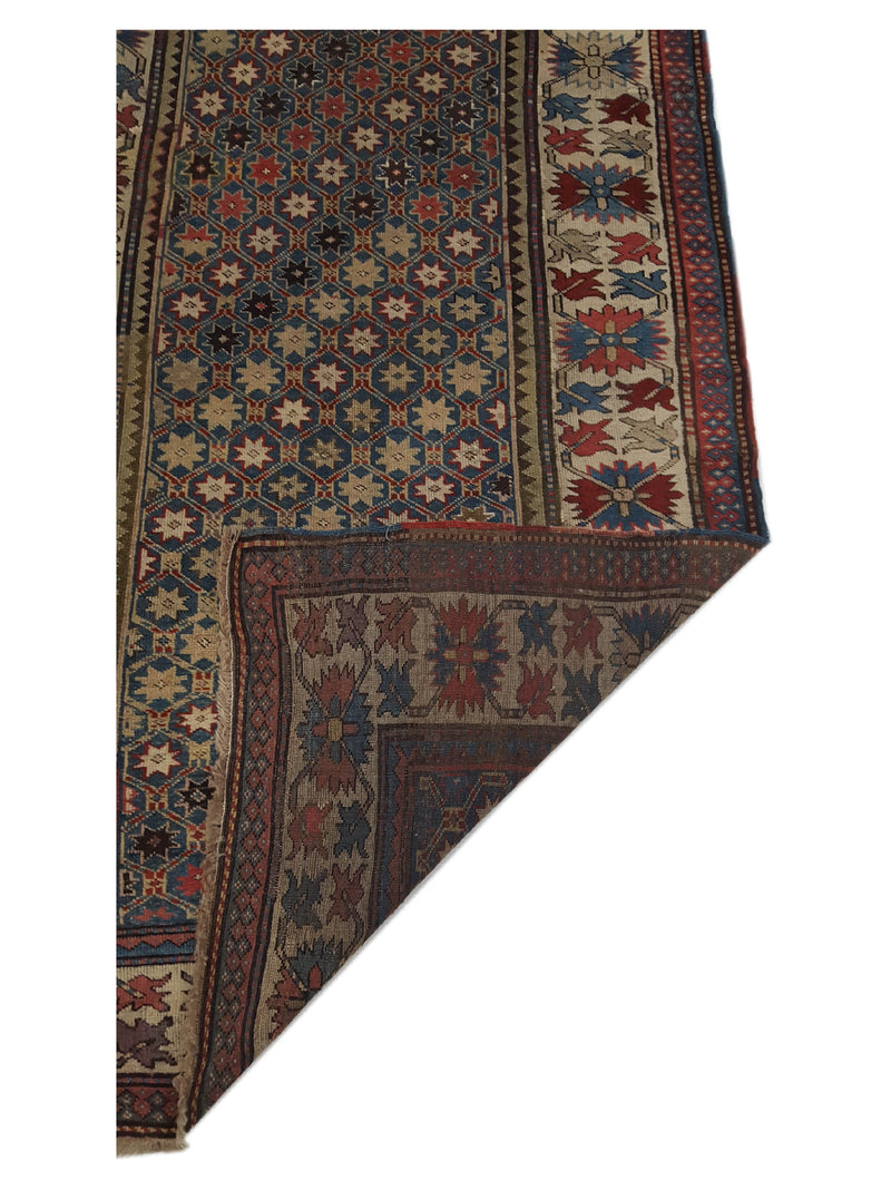 Fasa Antique Kazak 33912 Indigo Ivory Traditional Antique Rug