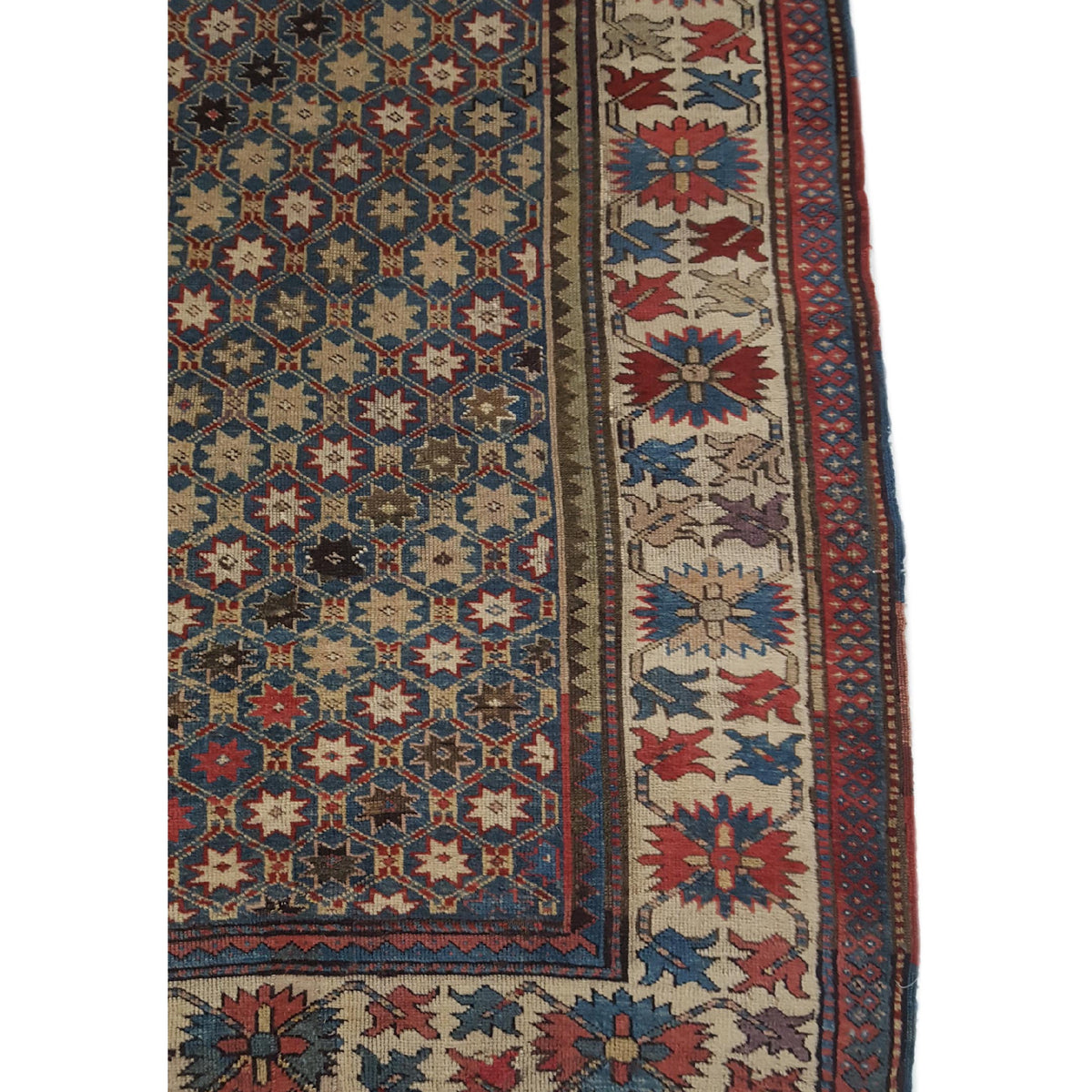 Fasa Antique Kazak 33912 Indigo Ivory Traditional Antique Rug