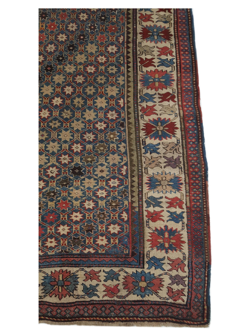 Fasa Antique Kazak 33912 Indigo Ivory Traditional Antique Rug