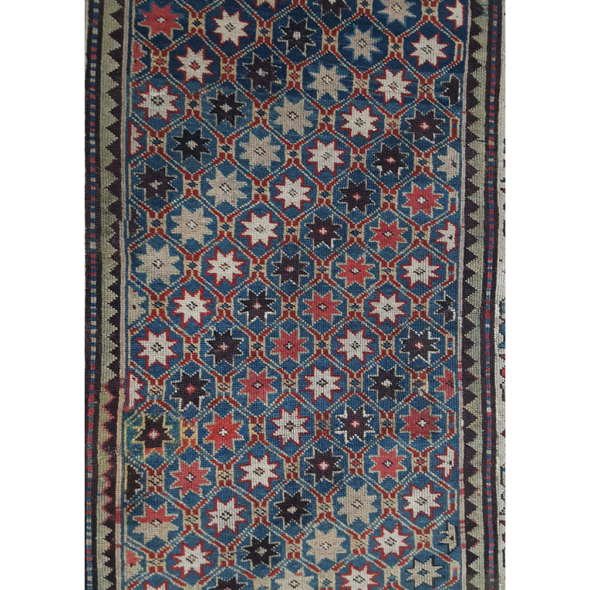 Fasa Antique Kazak 33912 Indigo Ivory Traditional Antique Rug