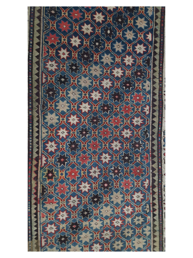 Fasa Antique Kazak 33912 Indigo Ivory Traditional Antique Rug