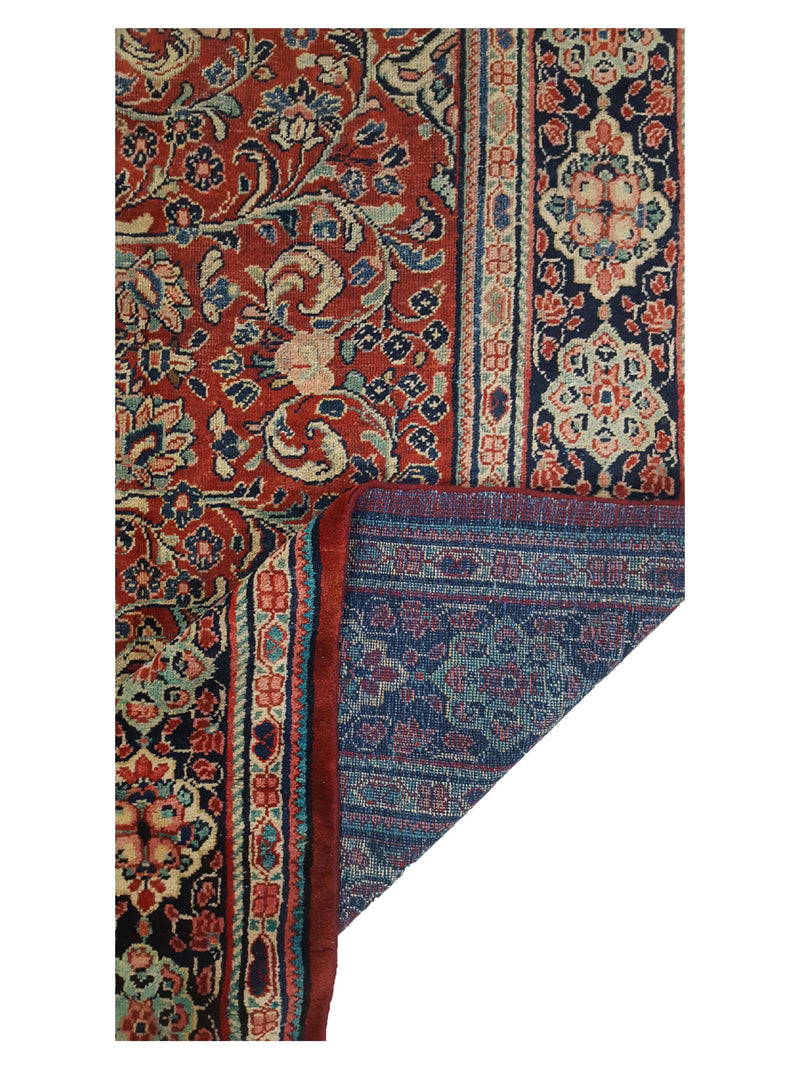Fasa Antique Mahal 33915 Rust Blue Traditional Antique Rug