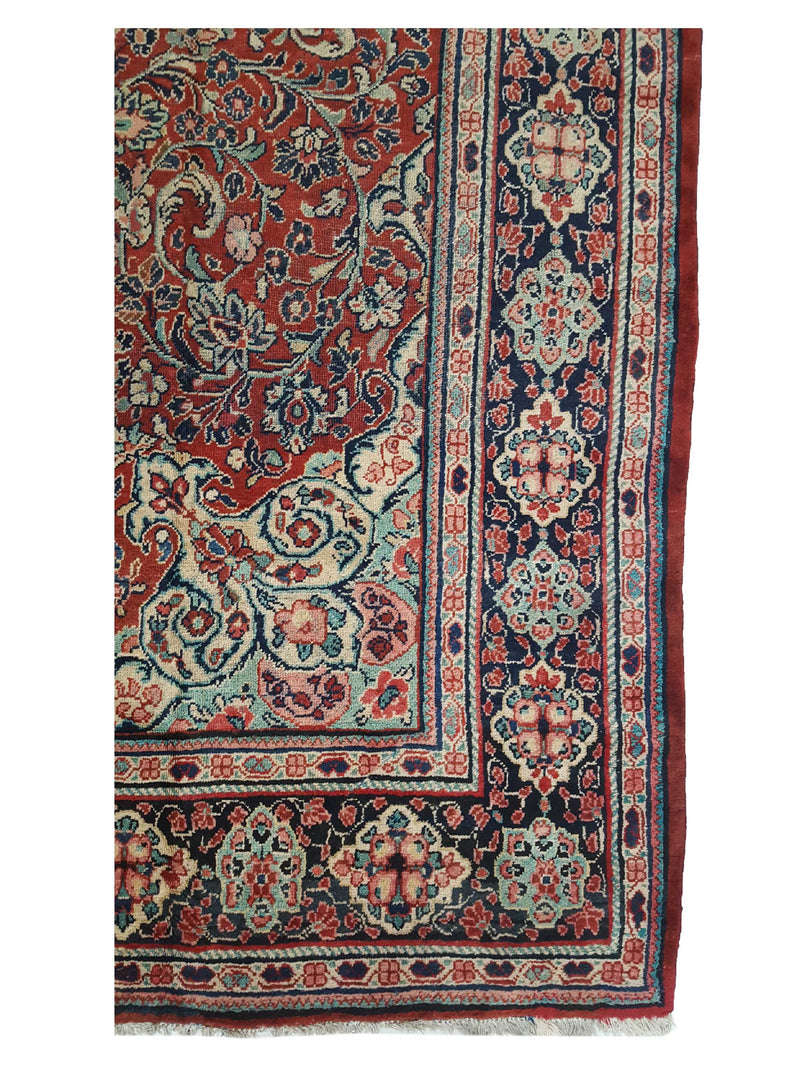 Fasa Antique Mahal 33915 Rust Blue Traditional Antique Rug