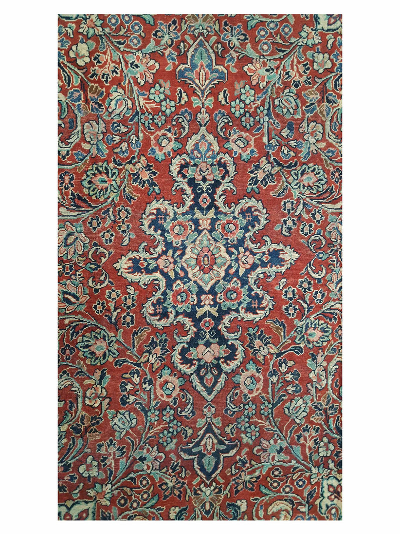 Fasa Antique Mahal 33915 Rust Blue Traditional Antique Rug
