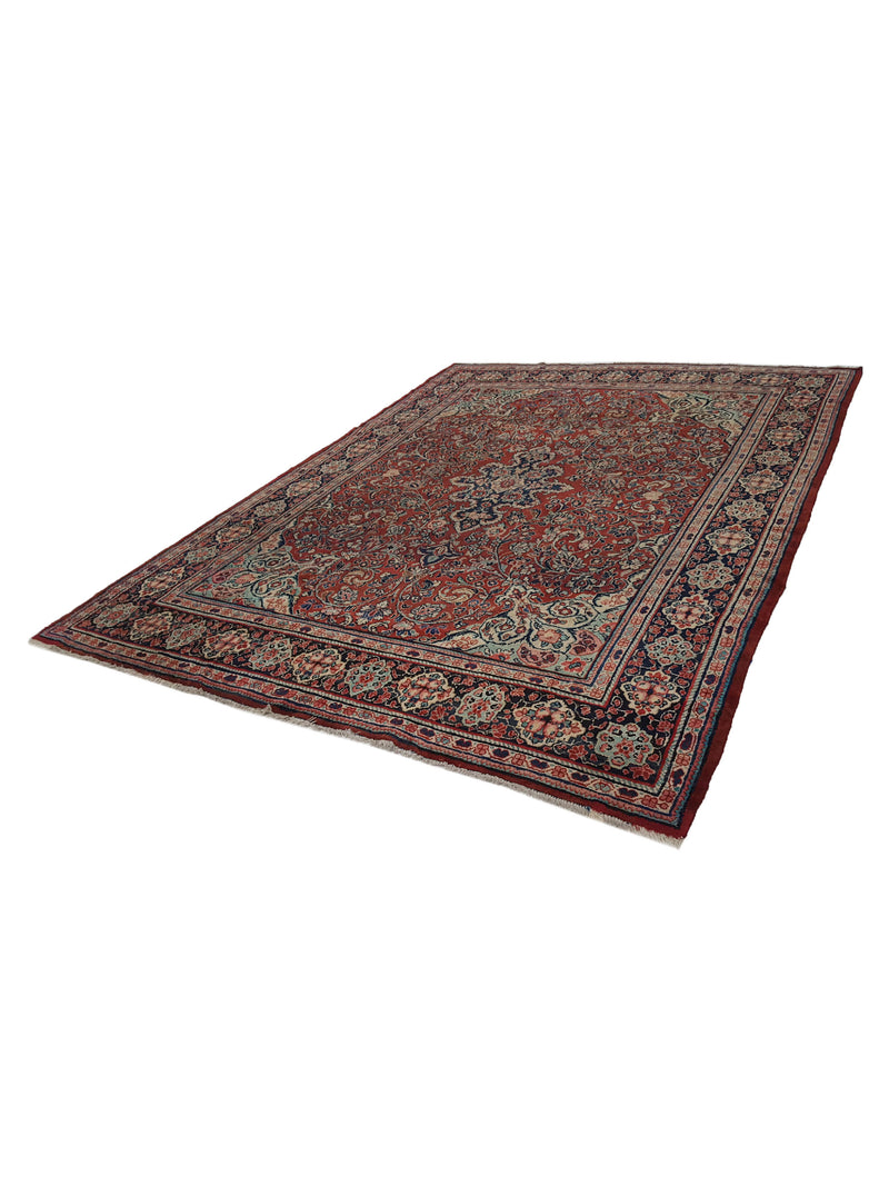 Fasa Antique Mahal 33915 Rust Blue Traditional Antique Rug