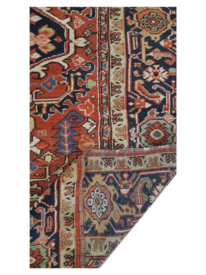 Fasa Antique Heriz 33916 Rust Indigo Traditional Antique Rug