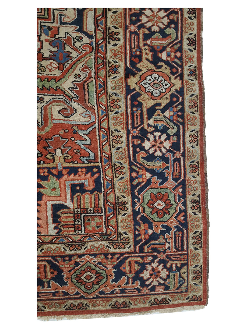Fasa Antique Heriz 33916 Rust Indigo Traditional Antique Rug