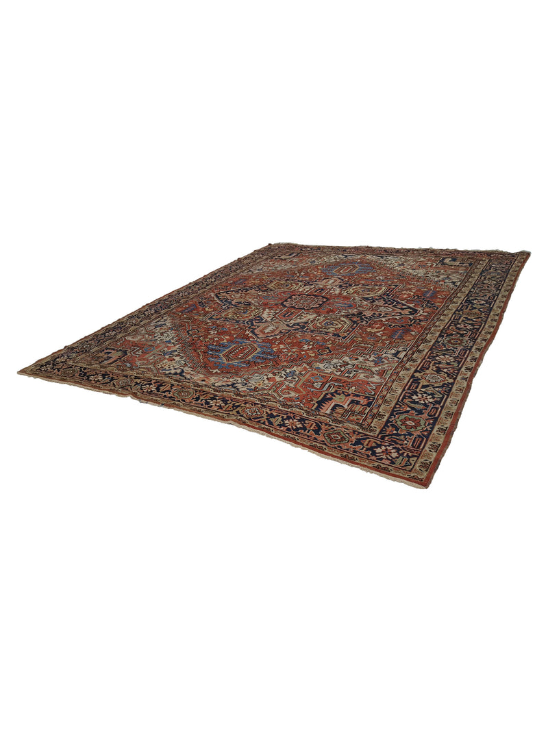 Fasa Antique Heriz 33916 Rust Indigo Traditional Antique Rug