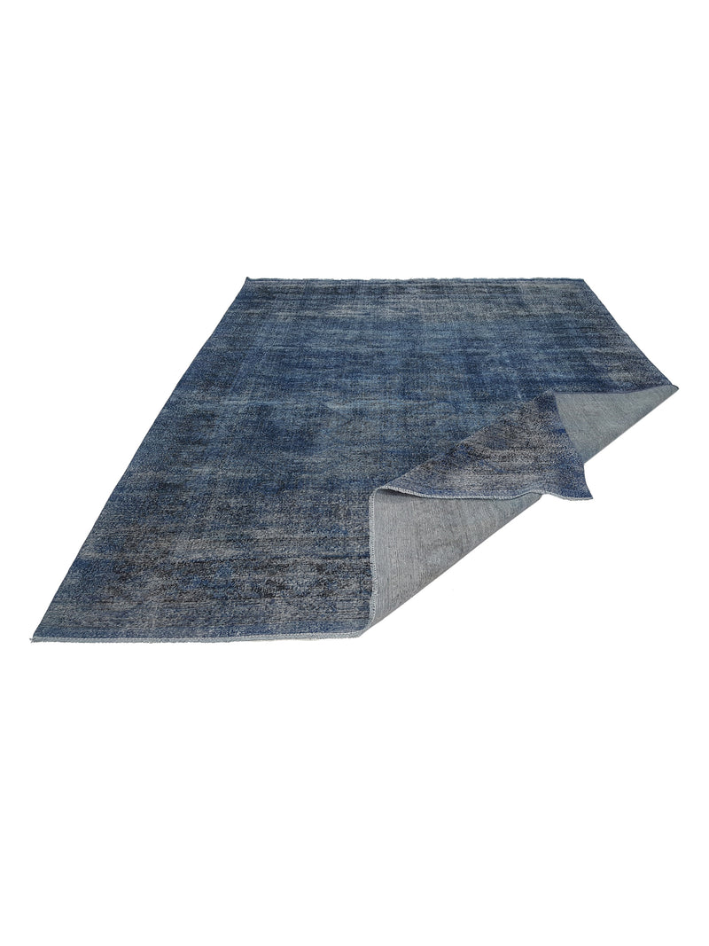 Pacific Vintage Overdyed 33917 Blue Blue Vintage Hand Knotted Rug
