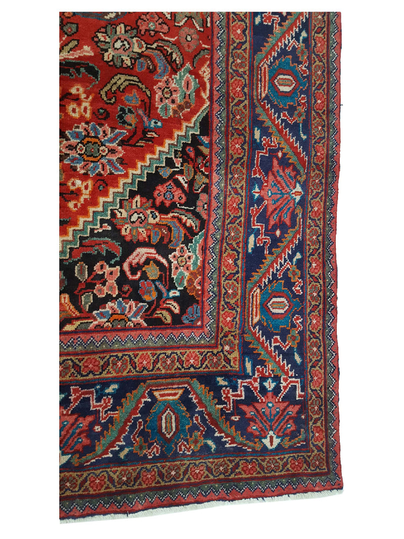 Fasa Persian 33921 Red Indigo Traditional Semi Antique Rug