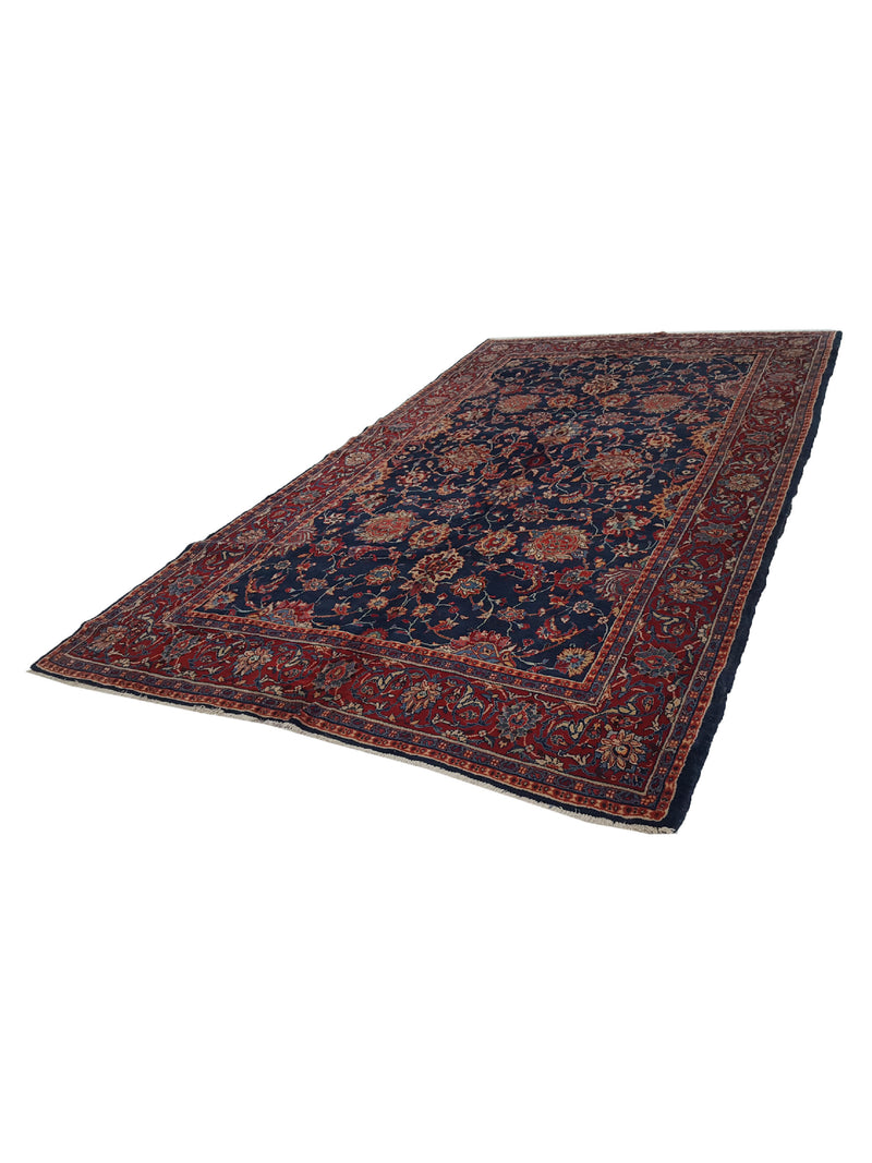Fasa Antique Sarouk 33924 Black Burgundy Traditional Antique Rug