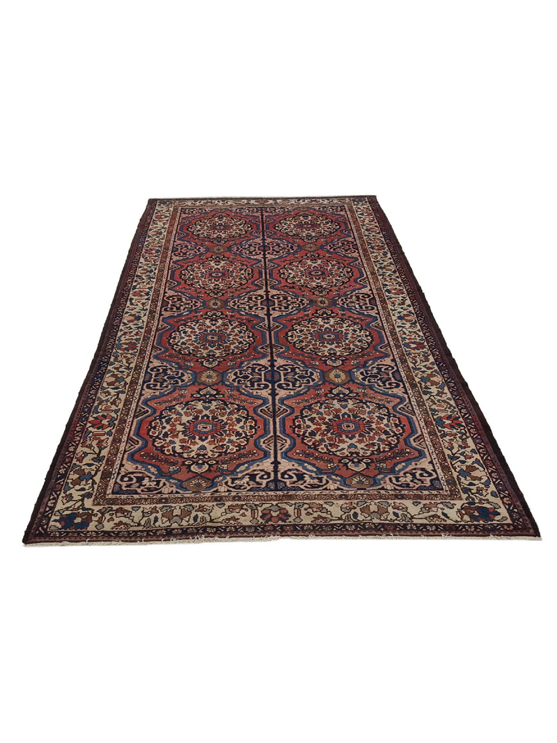 Fasa Antique Bakhtiyari 33926 Brick Ivory Traditional Antique Rug