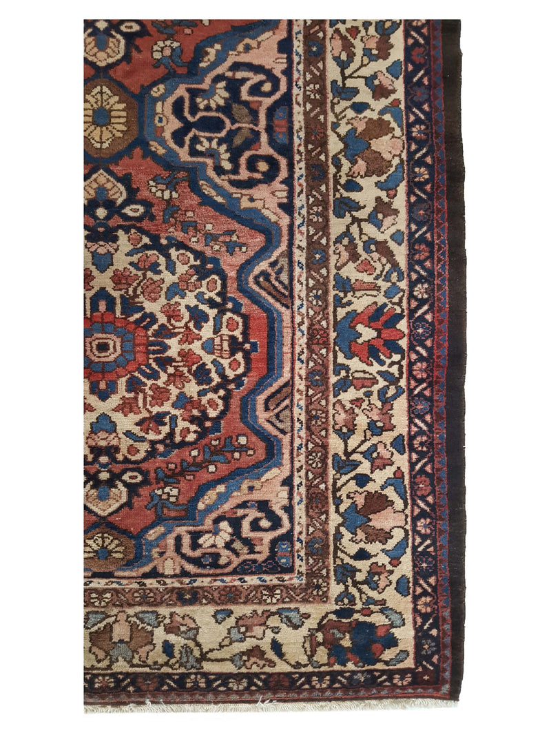 Fasa Antique Bakhtiyari 33926 Brick Ivory Traditional Antique Rug