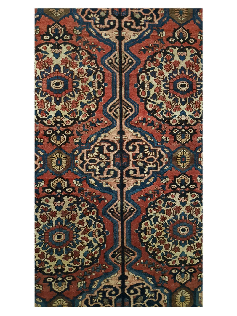 Fasa Antique Bakhtiyari 33926 Brick Ivory Traditional Antique Rug