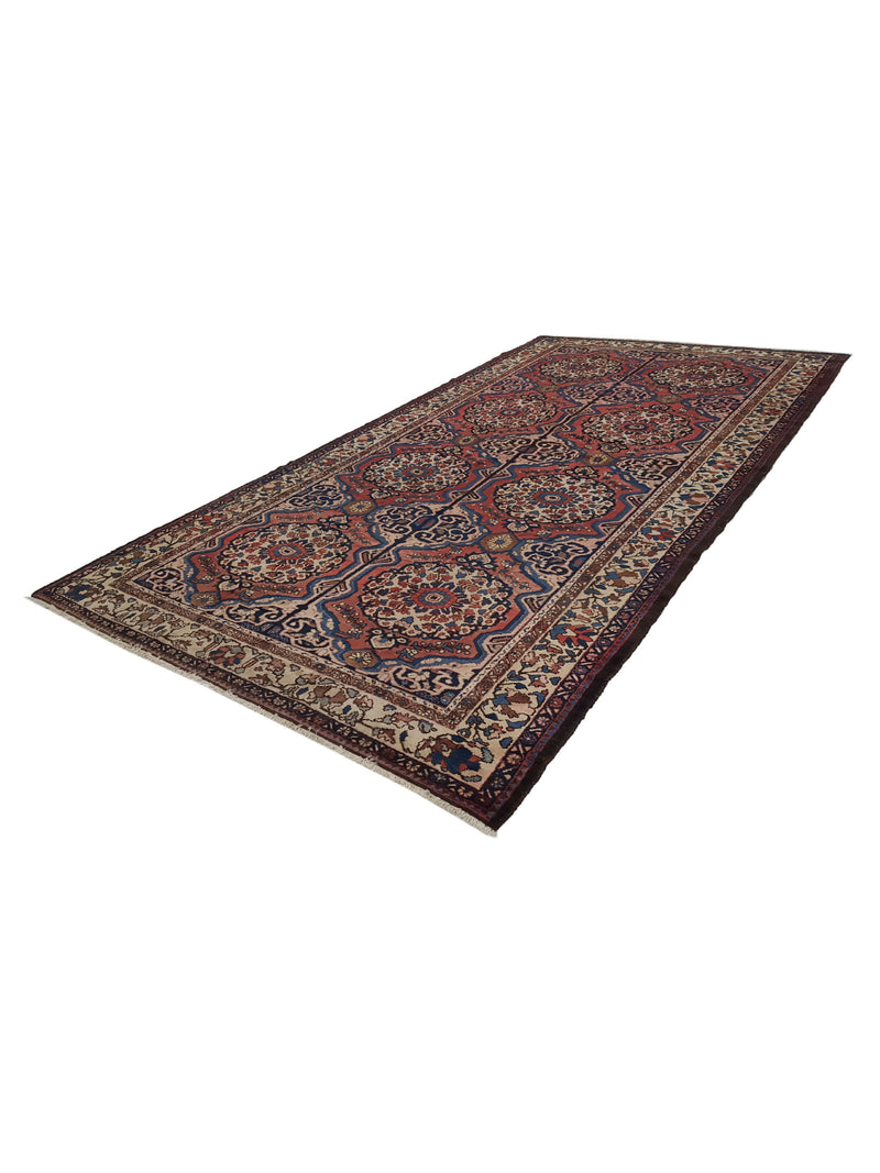 Fasa Antique Bakhtiyari 33926 Brick Ivory Traditional Antique Rug