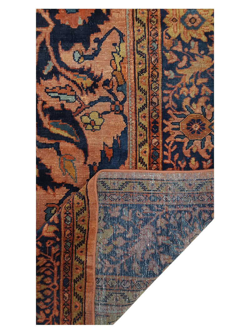 Fasa Antique Farahan 33931 Rust Indigo Traditional Antique Rug