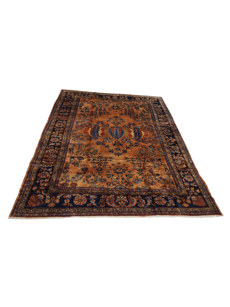 Fasa Antique Lilian 33934 Camel Indigo Traditional Antique Rug