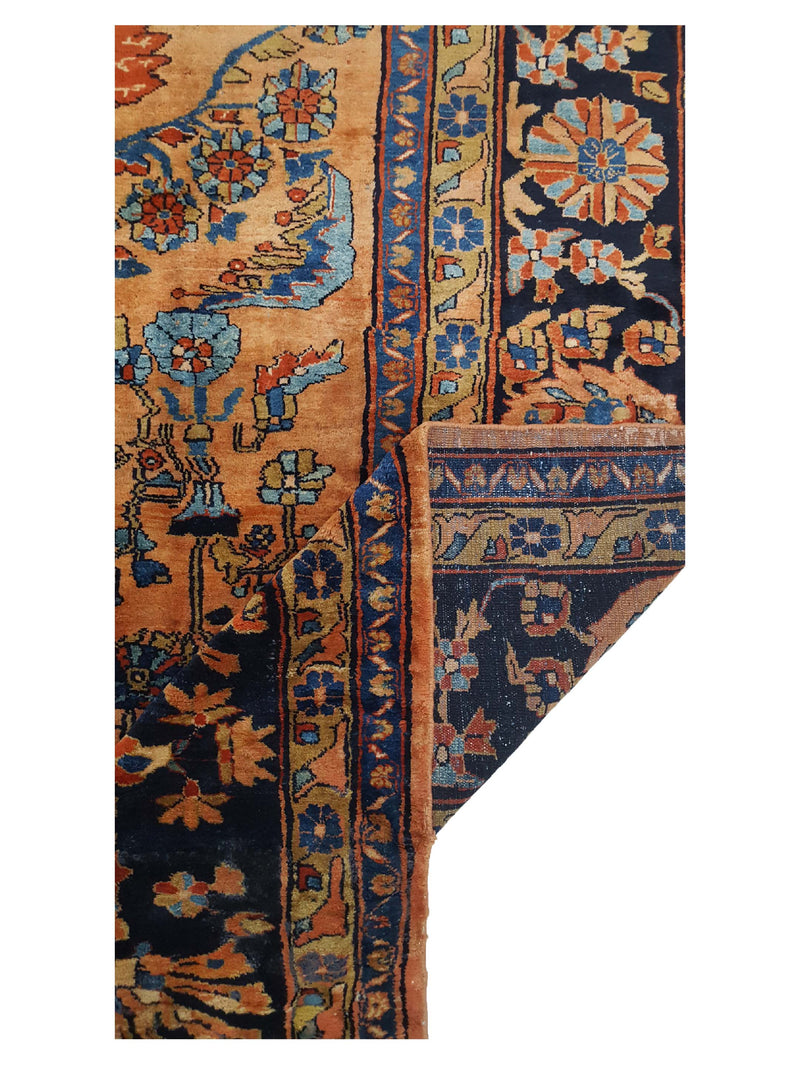 Fasa Antique Lilian 33934 Camel Indigo Traditional Antique Rug