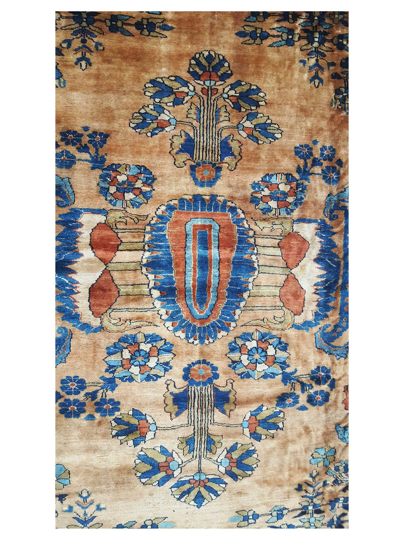 Fasa Antique Lilian 33934 Camel Indigo Traditional Antique Rug
