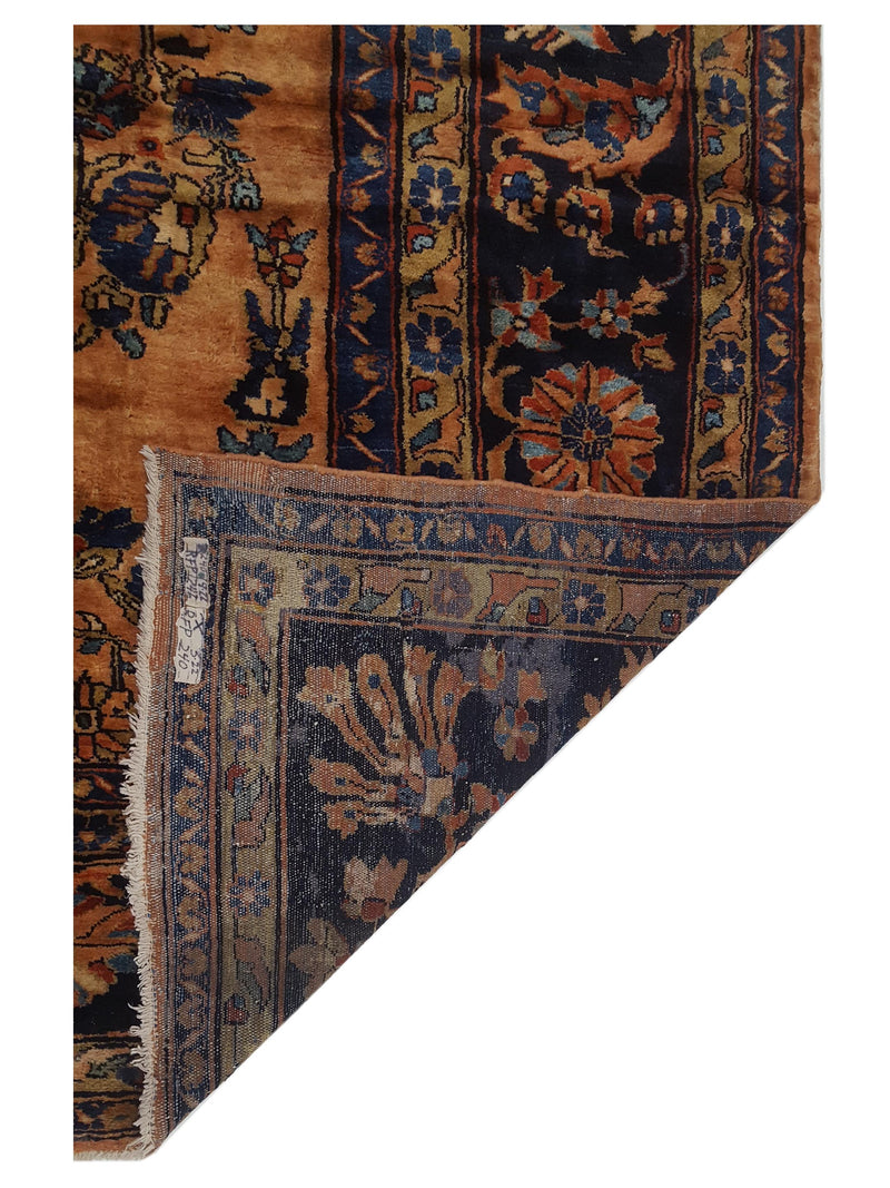 Fasa Antique Lilian 33934 Camel Indigo Traditional Antique Rug