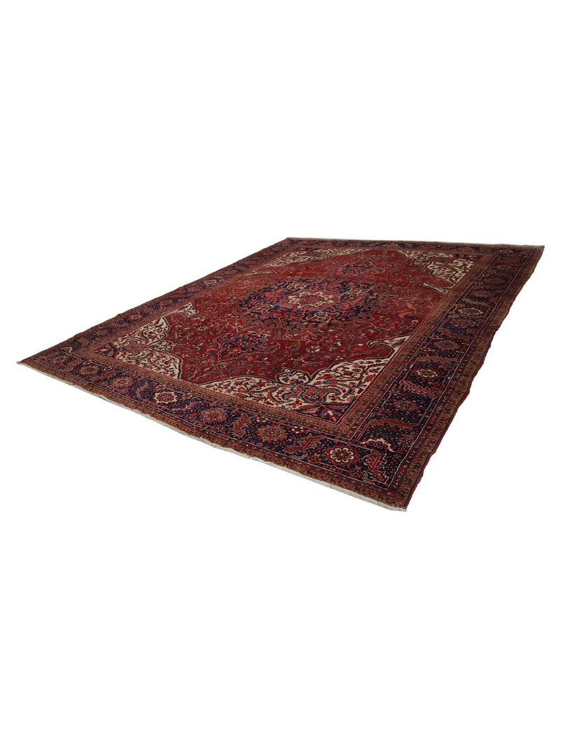 Fasa Antique Heriz 33938 Red Rust Traditional Antique Rug