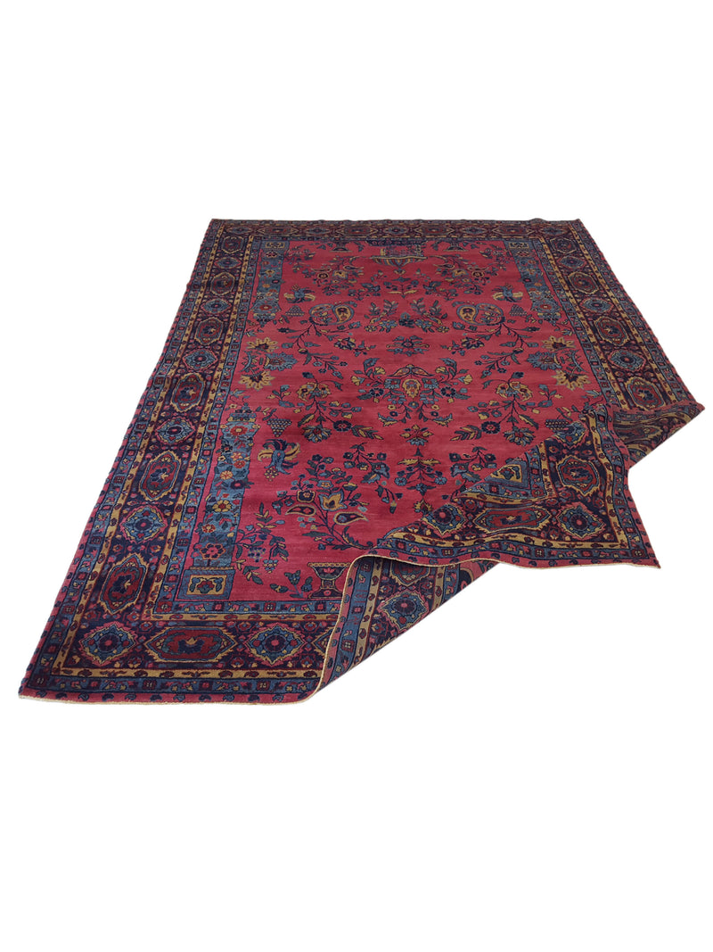 Fasa Antique Kerman 33943 Pink Indigo Traditional Antique Rug