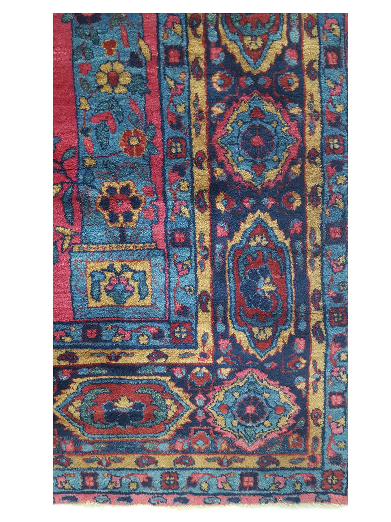 Fasa Antique Kerman 33943 Pink Indigo Traditional Antique Rug