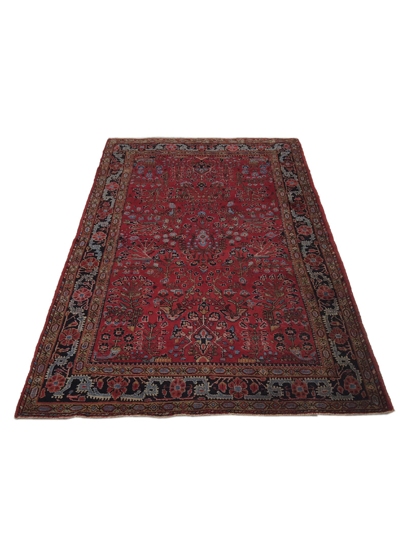 Fasa Antique Sarouk 33948 Burgundy Black Traditional Antique Rug