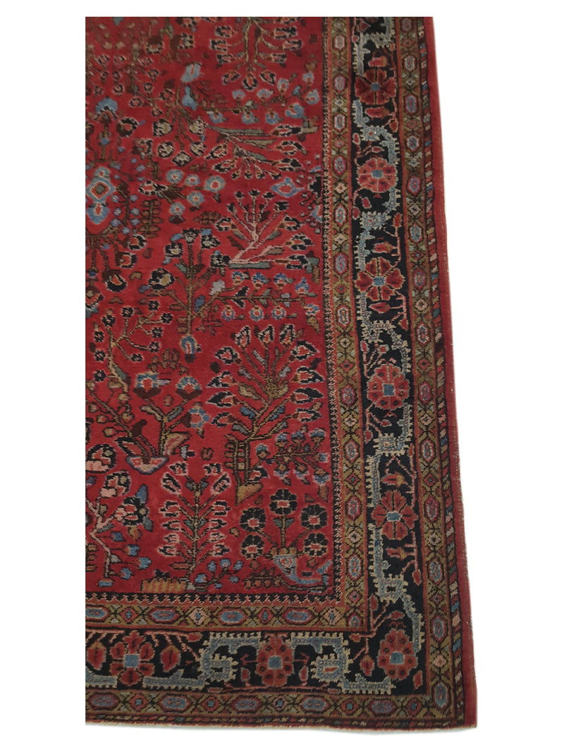 Fasa Antique Sarouk 33948 Burgundy Black Traditional Antique Rug