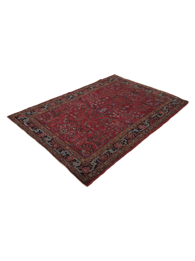 Fasa Antique Sarouk 33948 Burgundy Black Traditional Antique Rug