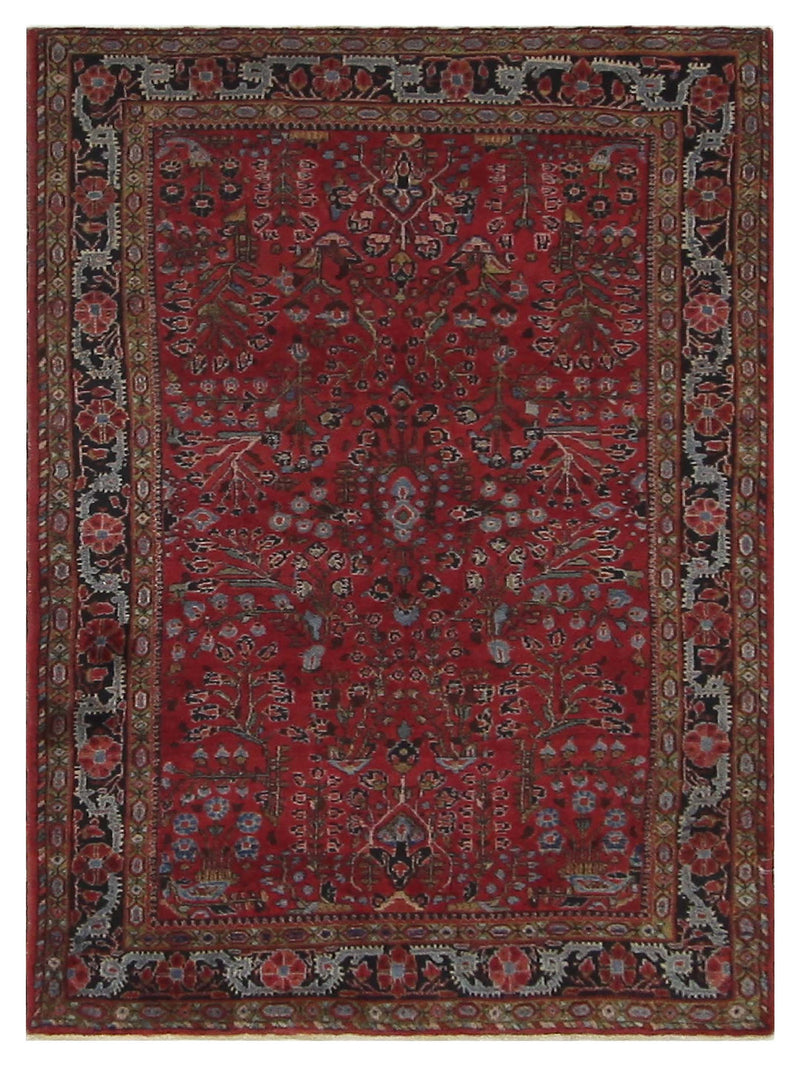 Fasa Antique Sarouk  Burgundy Black Traditional