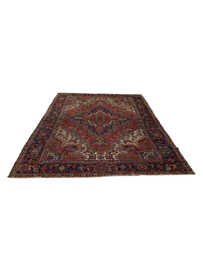 Fasa Antique Heriz 33950 Rust Indigo Traditional Antique Rug