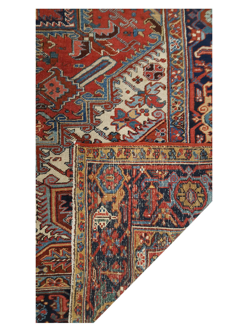 Fasa Antique Heriz 33950 Rust Indigo Traditional Antique Rug