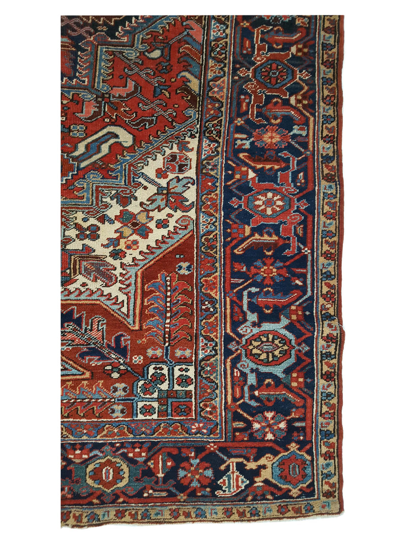 Fasa Antique Heriz 33950 Rust Indigo Traditional Antique Rug