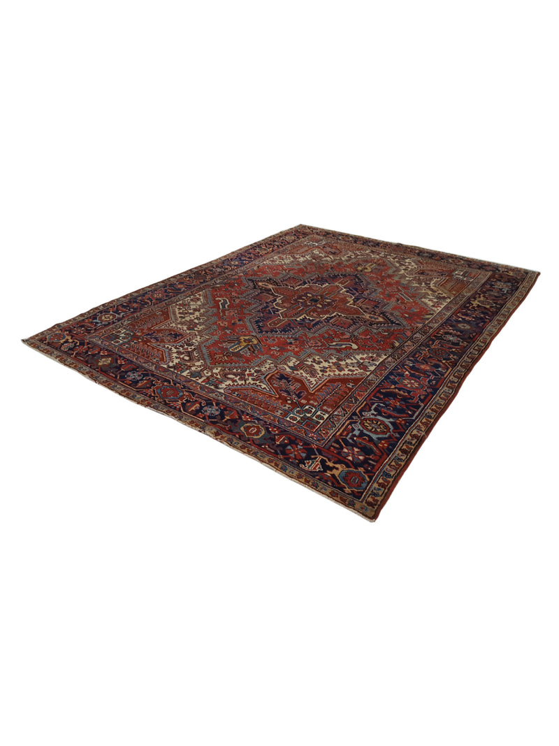 Fasa Antique Heriz 33950 Rust Indigo Traditional Antique Rug