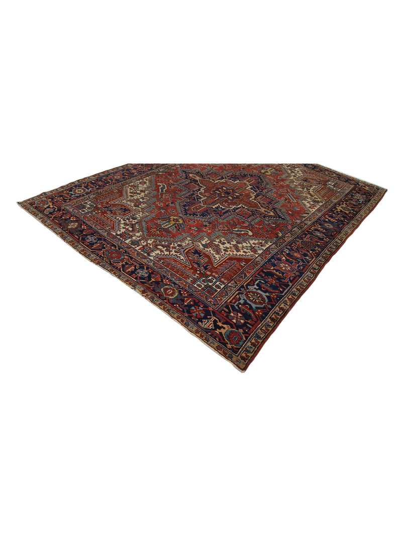 Fasa Antique Heriz 33950 Rust Indigo Traditional Antique Rug