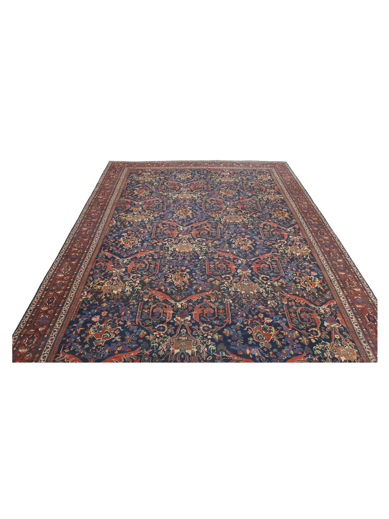 Fasa Antique Mahal Mostafi 33952 Indigo Rust Traditional Antique Rug