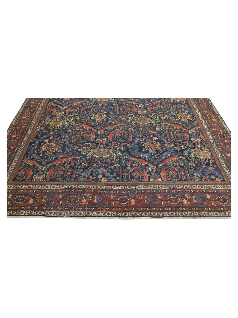 Fasa Antique Mahal Mostafi 33952 Indigo Rust Traditional Antique Rug