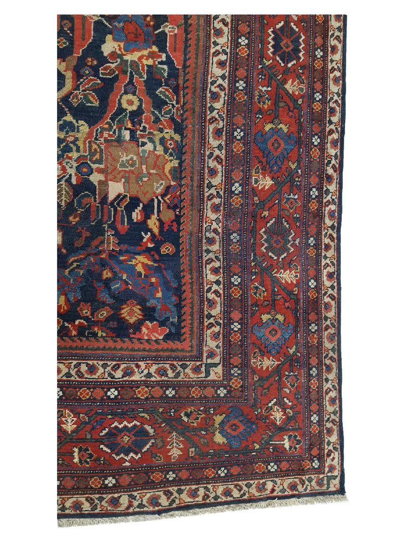 Fasa Antique Mahal Mostafi 33952 Indigo Rust Traditional Antique Rug