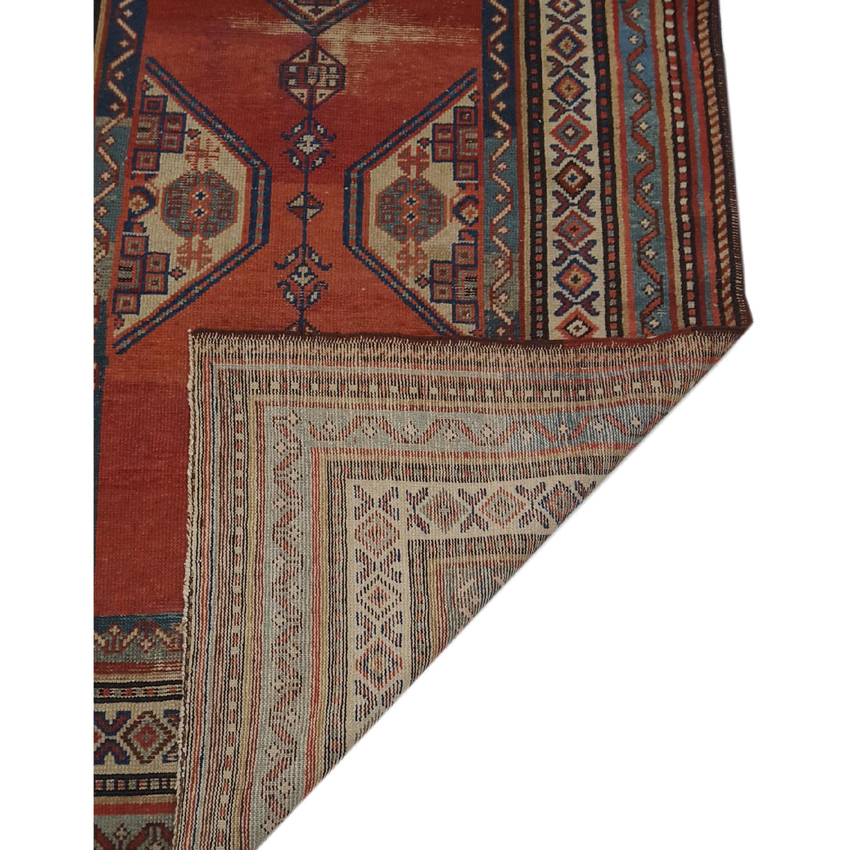 Fasa Antique Caucasian 33955 Rust Ivory Traditional Antique Rug