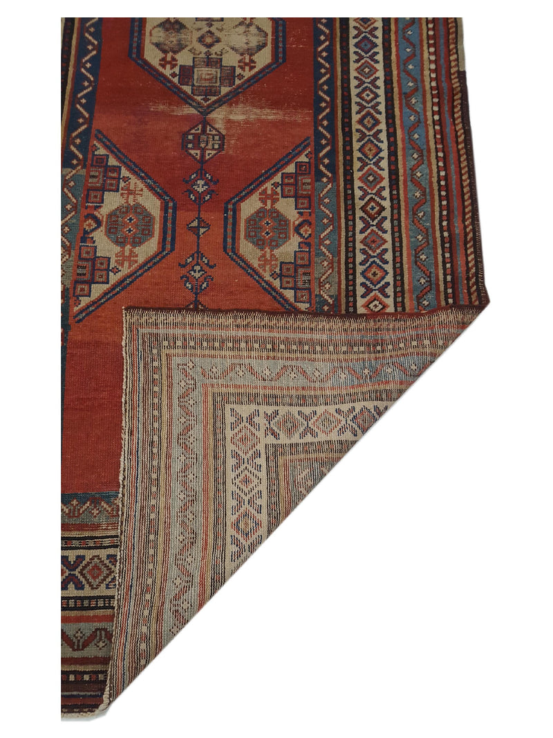 Fasa Antique Caucasian 33955 Rust Ivory Traditional Antique Rug