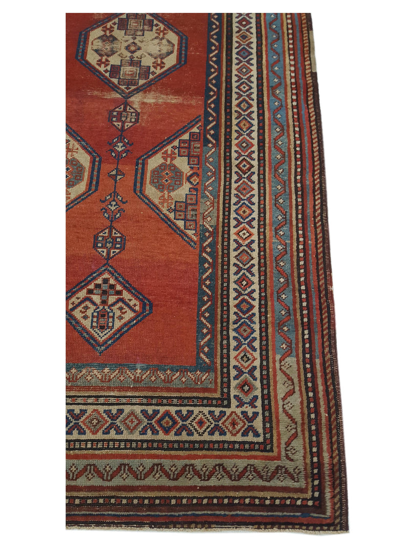 Fasa Antique Caucasian 33955 Rust Ivory Traditional Antique Rug