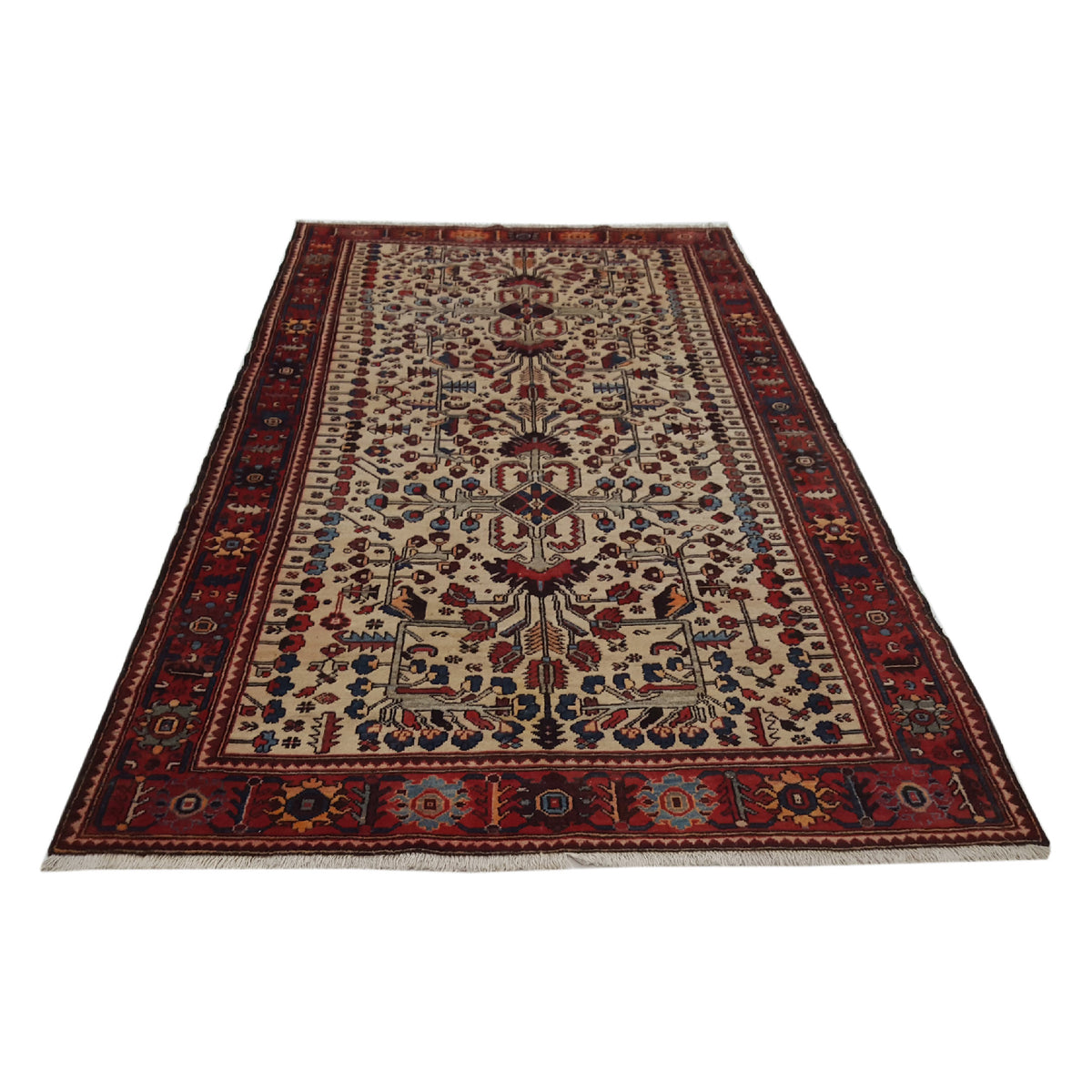 Fasa Antique Bakhtiyari 33957 Ivory Rust Traditional Antique Rug