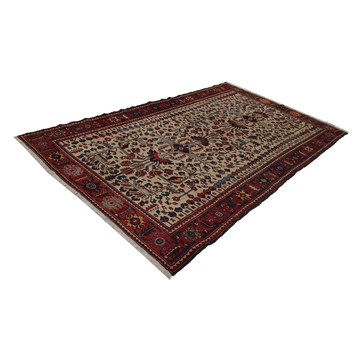 Fasa Antique Bakhtiyari 33957 Ivory Rust Traditional Antique Rug
