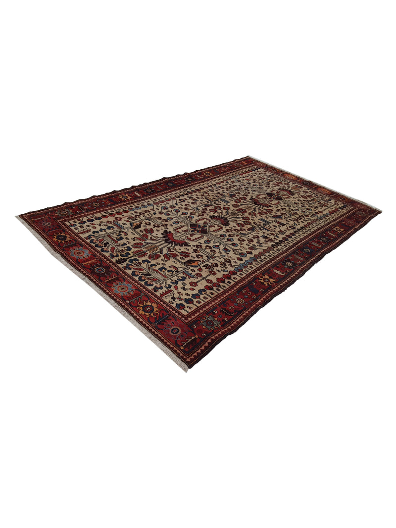 Fasa Antique Bakhtiyari 33957 Ivory Rust Traditional Antique Rug
