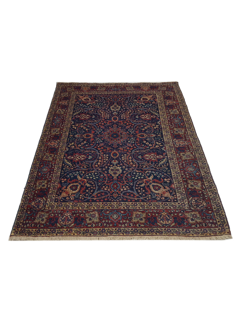 Fasa Antique Tabriz 33958 Navy Burgundy Traditional Antique Rug