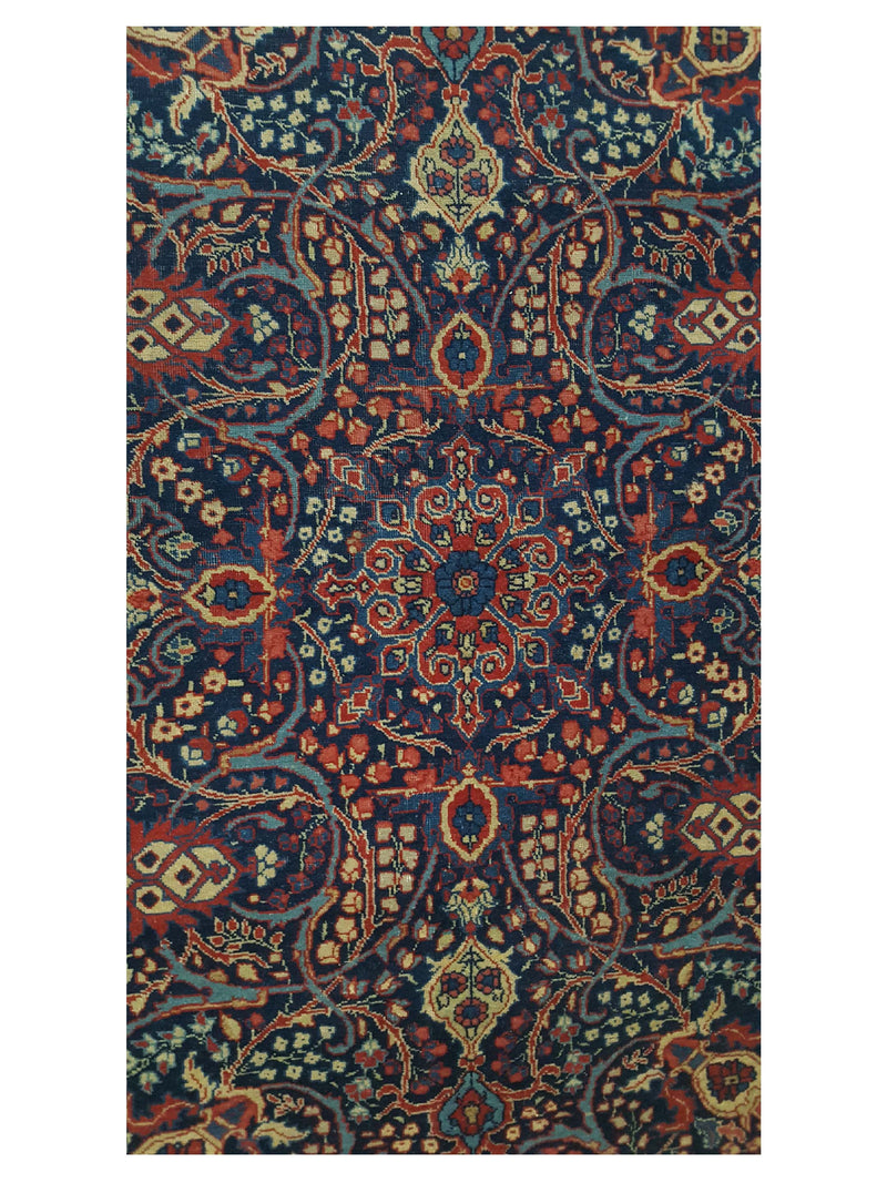 Fasa Antique Tabriz 33958 Navy Burgundy Traditional Antique Rug