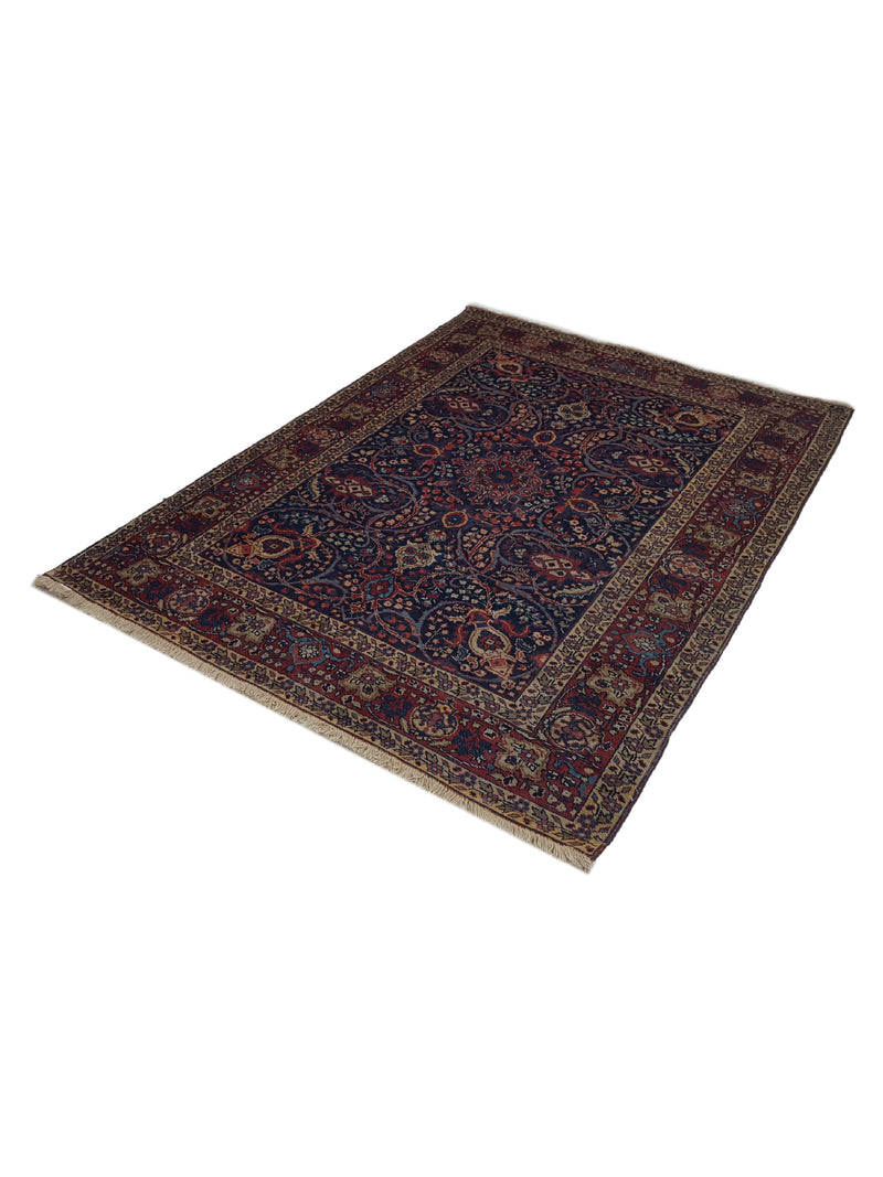 Fasa Antique Tabriz 33958 Navy Burgundy Traditional Antique Rug