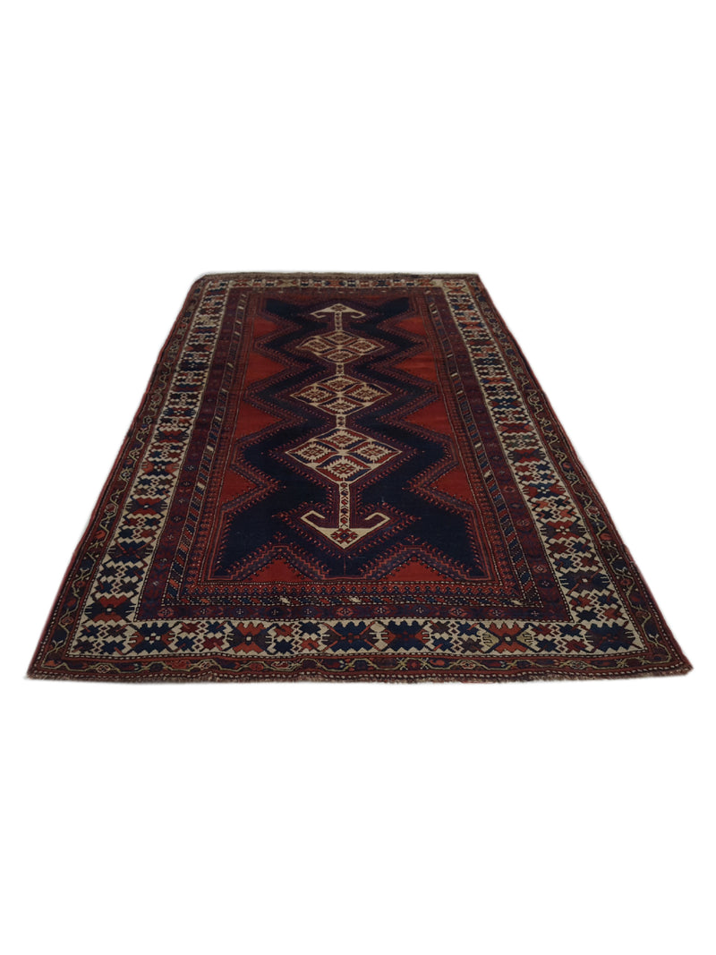 Fasa Antique Kurd 33959 Rust Ivory Traditional Antique Rug