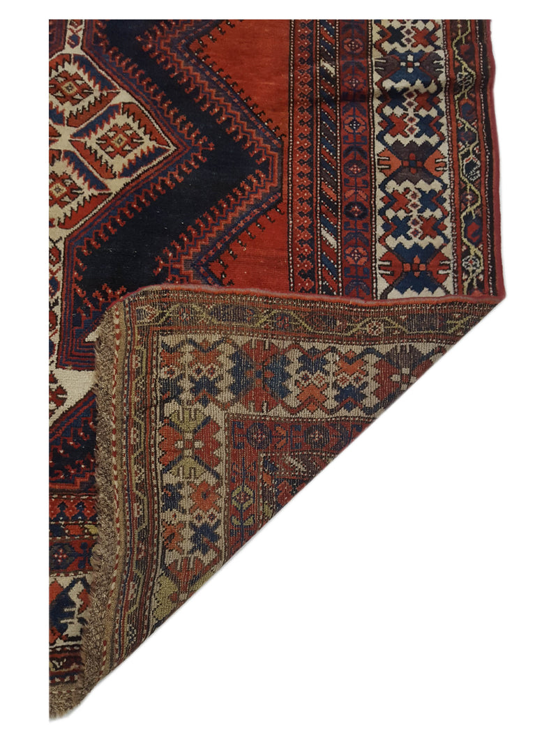Fasa Antique Kurd 33959 Rust Ivory Traditional Antique Rug